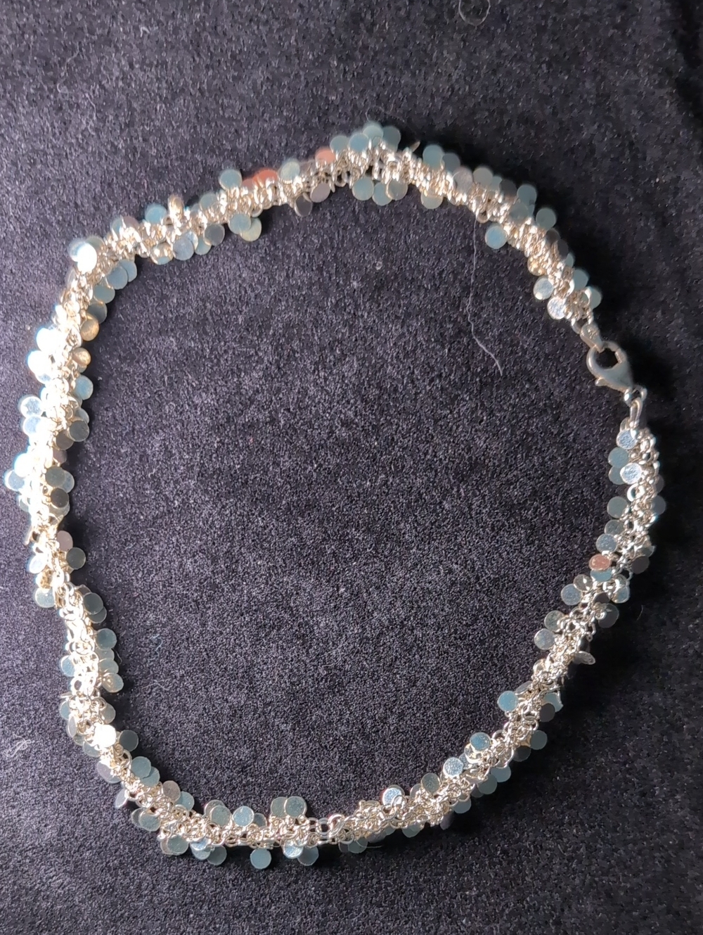 Choker Sterling Silver 925 Necklace Small Suspended Discs 17.5g
